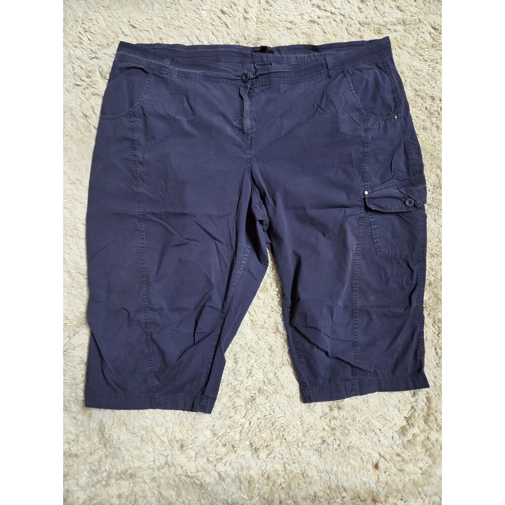 Ellos Womens Mid-Rise Cargo Carpis Stretch Size 30 Navy Granola Neutral